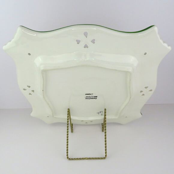 Casafina Portugal Hand Painted Floral Pierced Lace Edge 12.25" Ceramic Platter - Picture 13 of 16